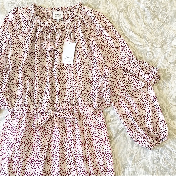 Misa Los Angeles Dresses & Skirts - MISA Los Angeles Nehda Dress White Purple Dots NWT